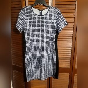 Reed Women's Black & White Geo Print Career Wear to Work Shift Dress Size Large